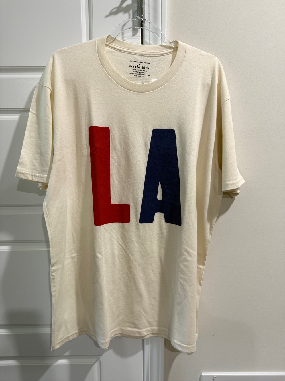 LA Tee Organic Cotton Cream XL Back to School By Amanda Jane Jones x Mochi Kids